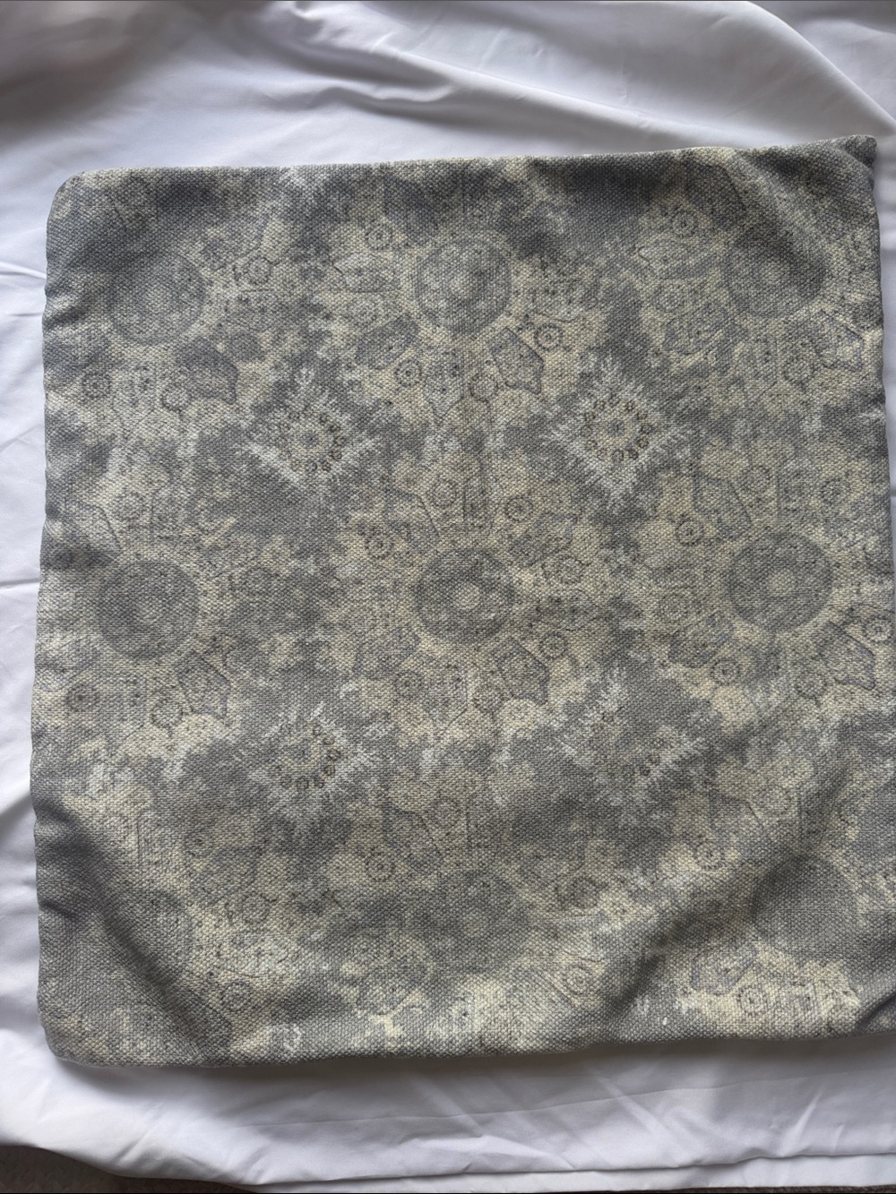 Pottery Barn Gray and Cream Medallion Accent Pillow Cover